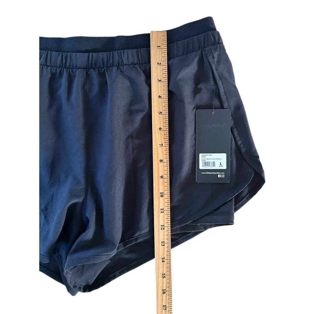 90 Degree by Reflex Women's Lightstreme 2 in 1 Olympus Running Shorts Sz L Black